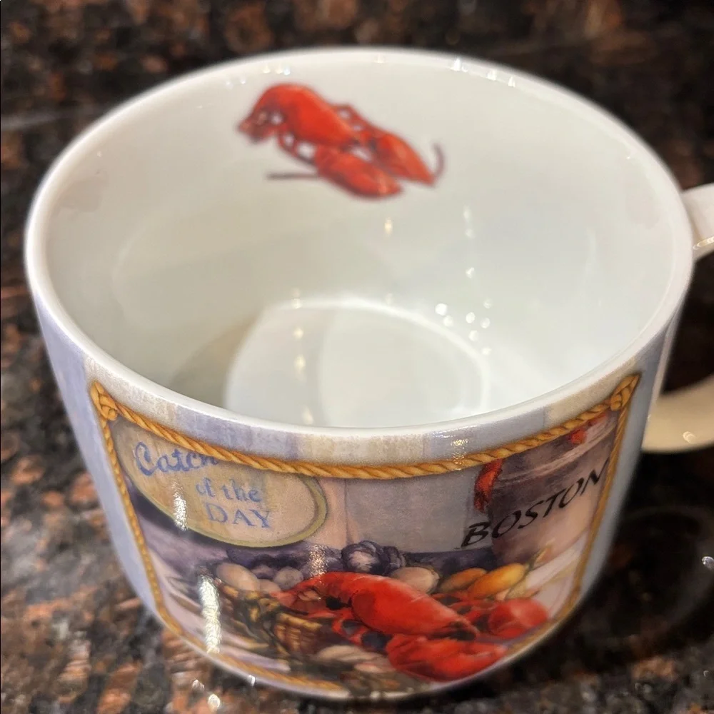 Soup Mug Cape Shore Catch of the Day Boston Oversized Coastal Ocean Nautical